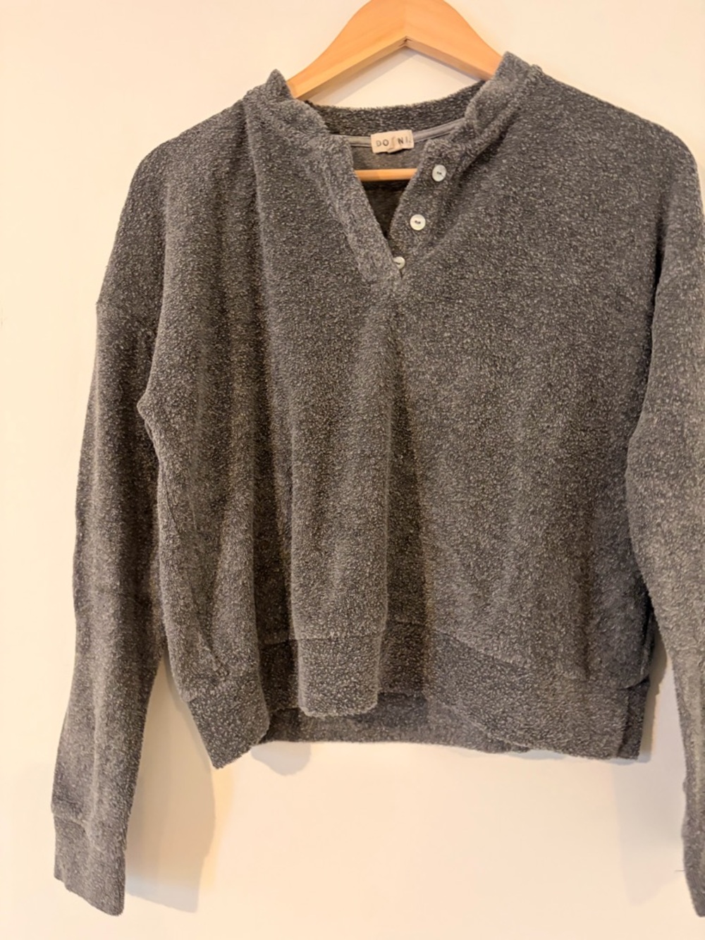 Donni Cozy Gray Henley Pullover Sweatshirt